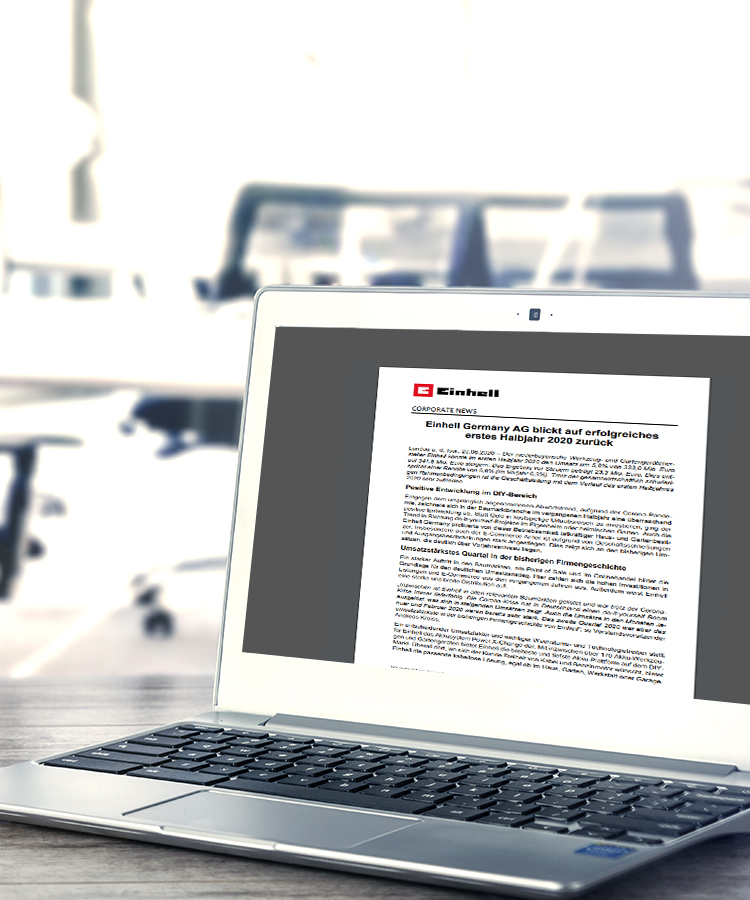 Picture of a corporate news displayed on a laptop.