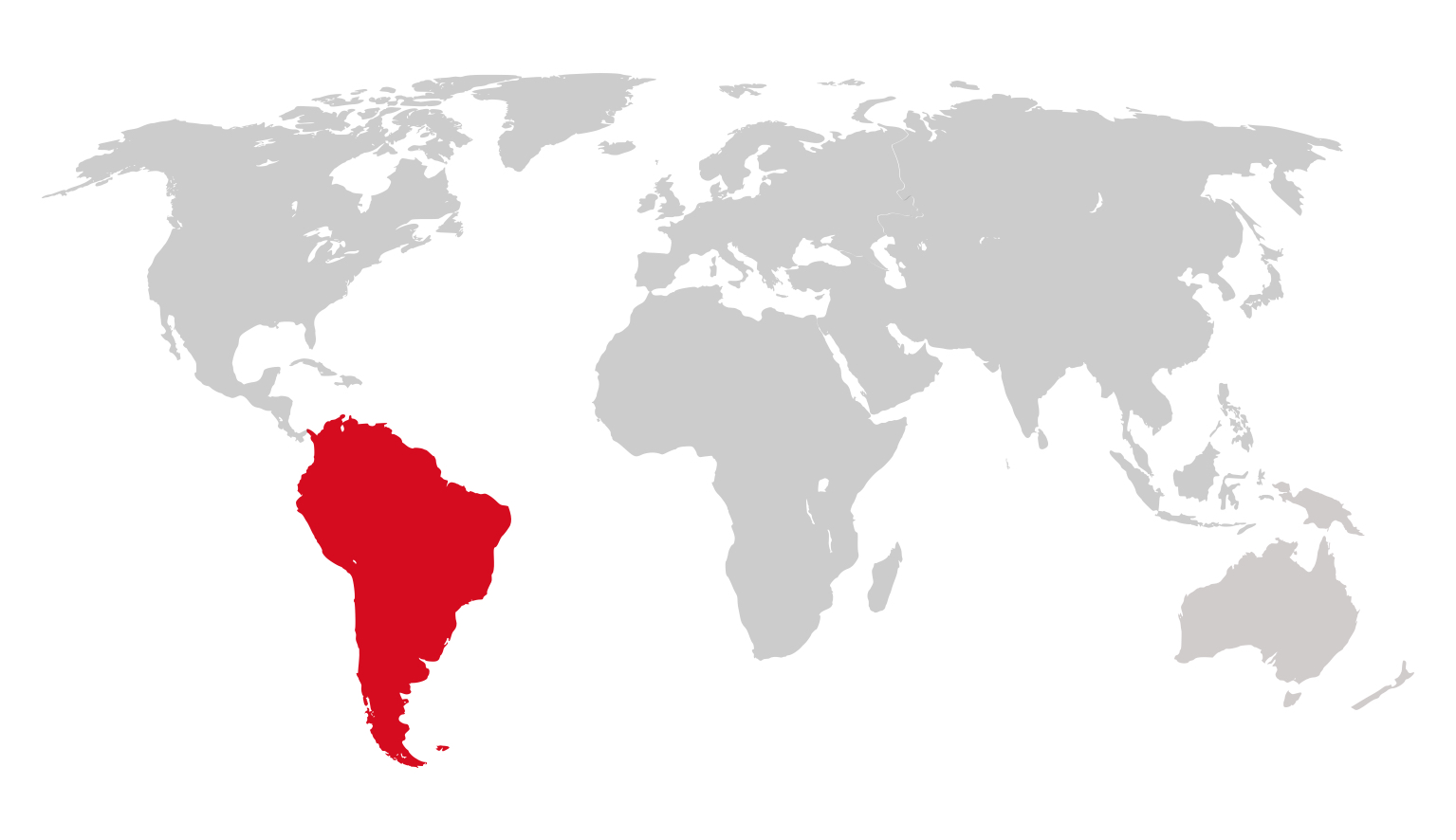 World map with South-America highlighted